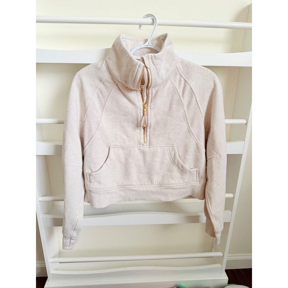 Lululemon Scuba Oversized Half Zip Hoodie Beige Hardware XS/S